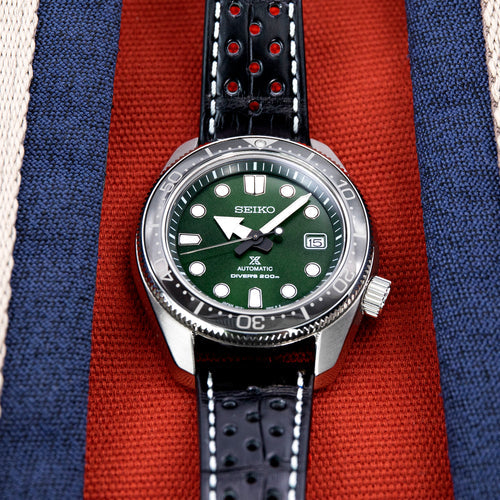 Bracelet De Montre En Cuir Bleu Crocodile Grainé - 16 Mm - Boucle Ardillon