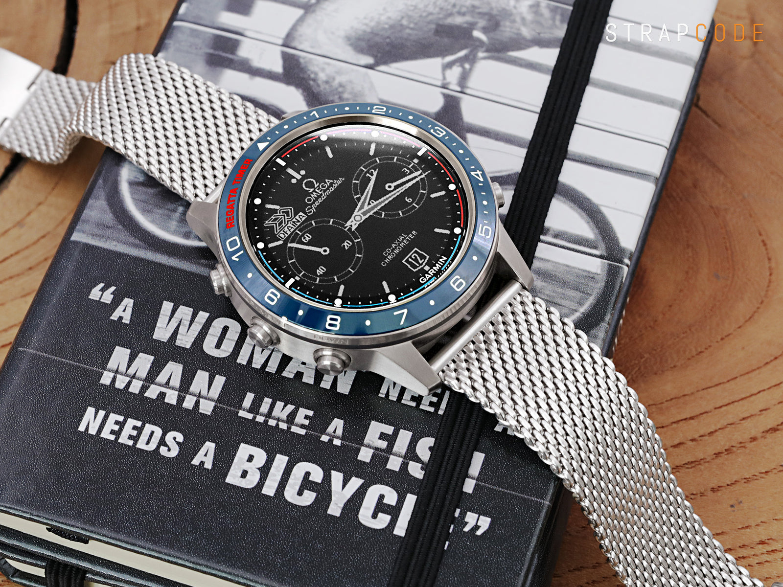 Garmin MARQ Captain Smartwatch pairs Milanese Mesh Watch Band from Strapcode