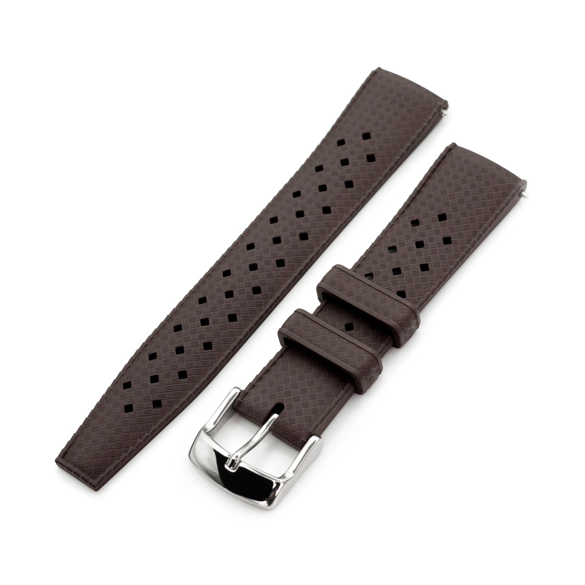 20mm Quick Release Tropical-Style FKM rubber watch strap, Dark Brown Strapcode watch bands
