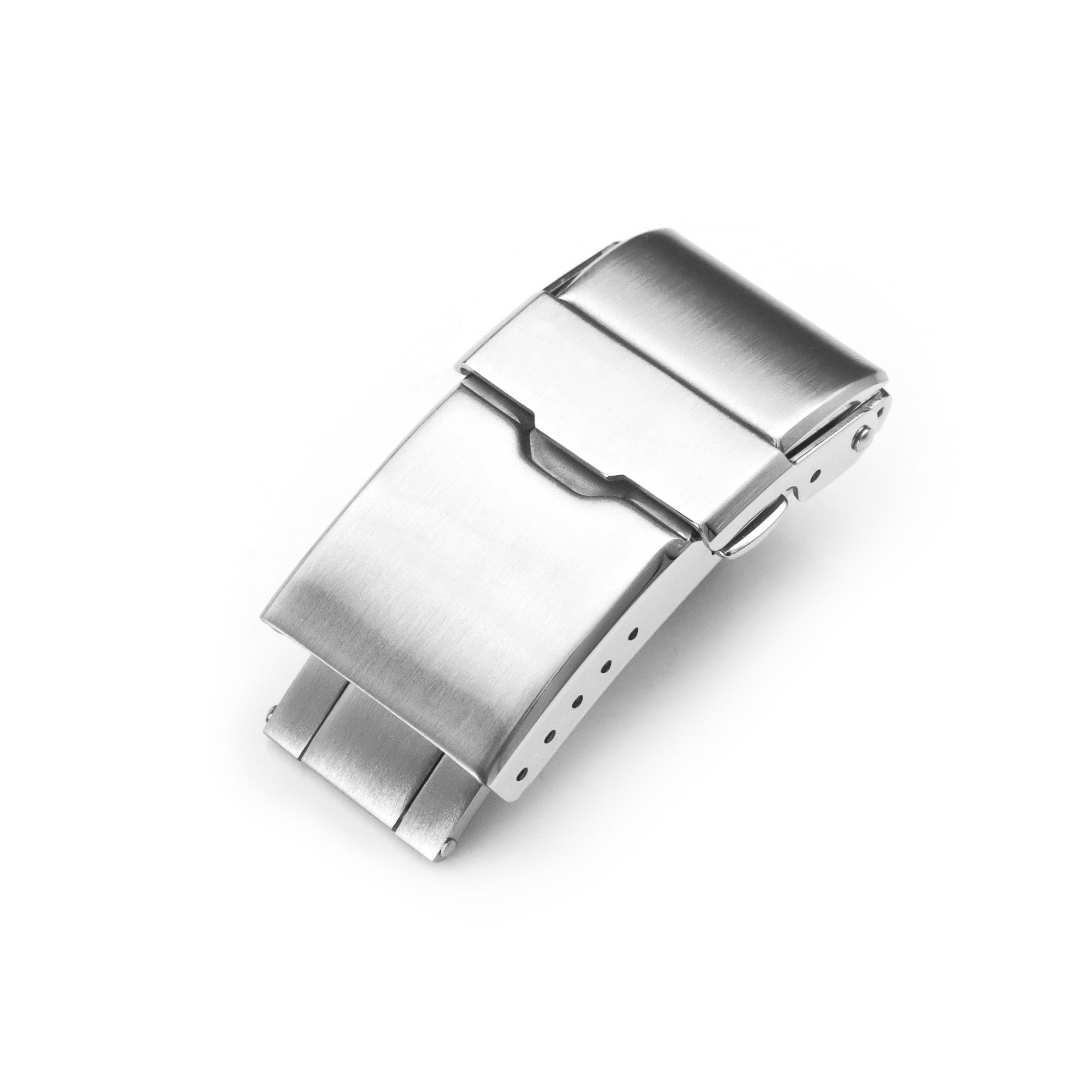 Baton Clasp Tri-Fold Stainless Steel Watch Band Buckle, 16mm or 18mm Brushed