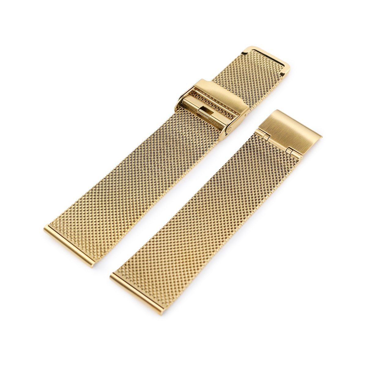 18mm 20mm or 22mm Classic Vintage Knitted Superfine Wire Mesh Band Polished IP Gold Strapcode Watch Bands