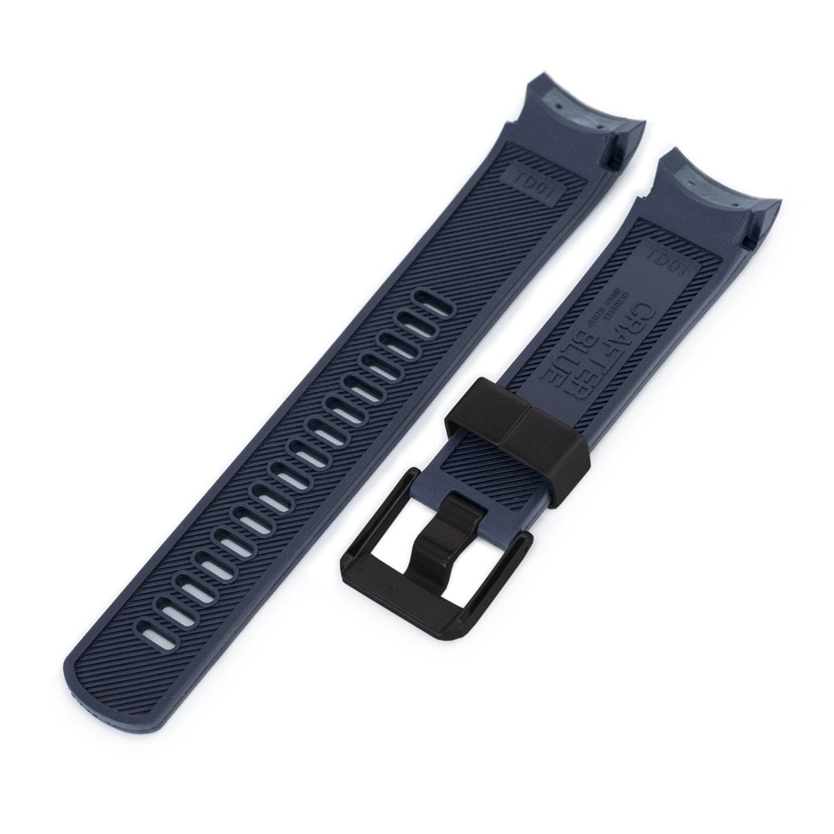 22mm Crafter Blue Dark Blue Rubber Curved Lug Watch Strap for TUD BB M79230 PVD Black Buckle Strapcode Watch Bands