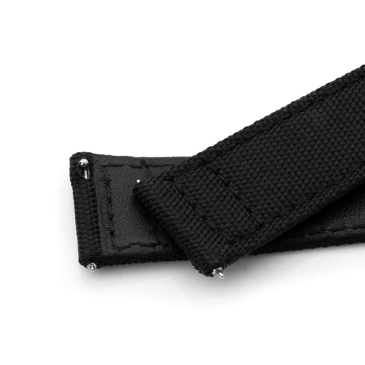 Q.R. 20mm Black Sailcloth Watch Band with leather lining Strapcode Watch Bands