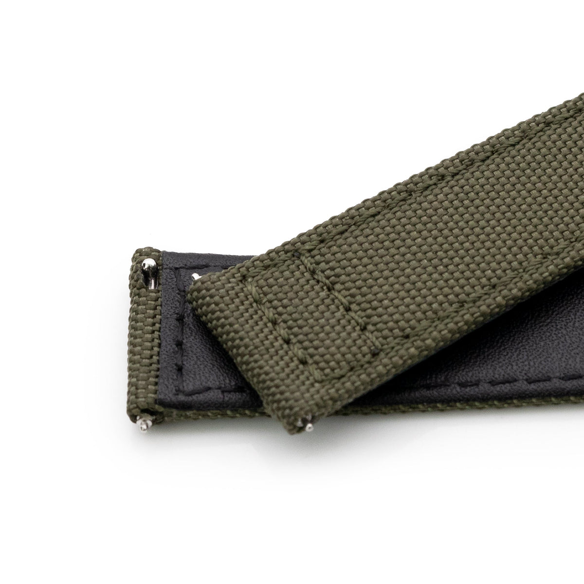 Q.R. 20mm Military Green Sailcloth Watch Band with leather lining Strapcode Watch Bands