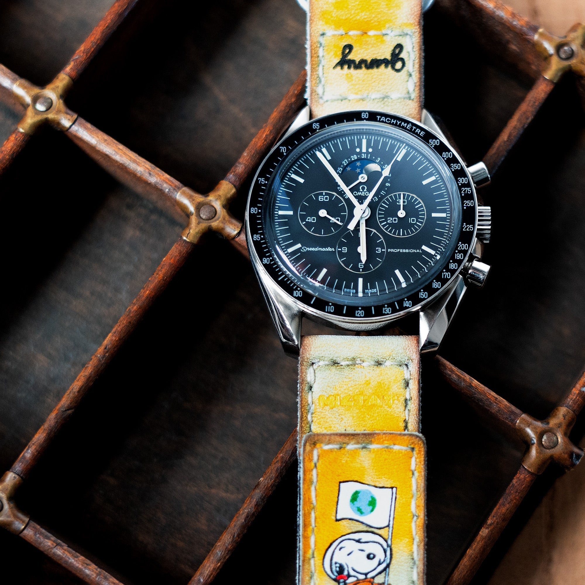 20mm Dirty Yellow Gunny X MT Moonswatch Q.R. Velcro Leather Watch Strap - Minimalist Snoopy Strapcode Watch Bands