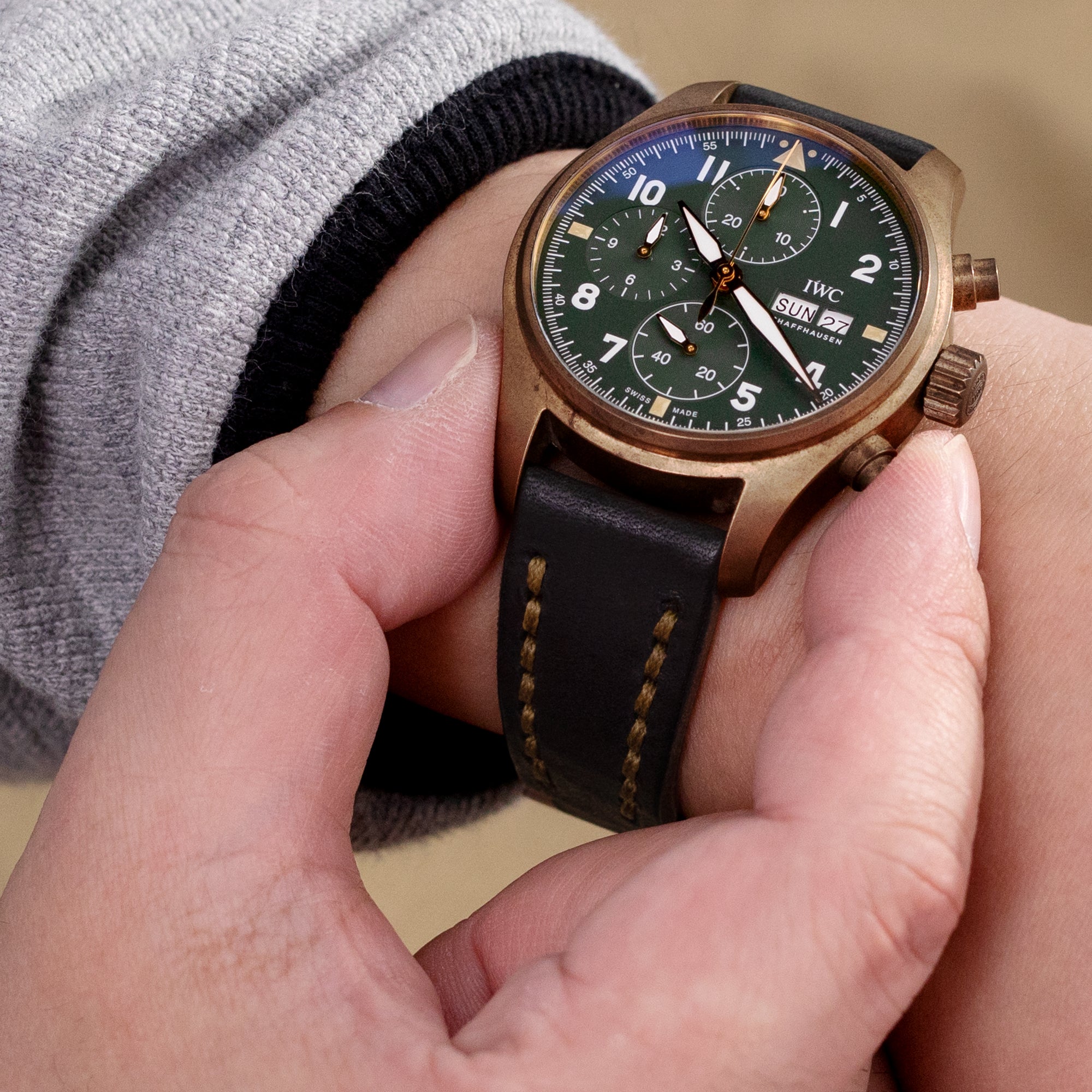 IWC Pilot Spitfire Chronograph BronzeStrapcode Watch Bands