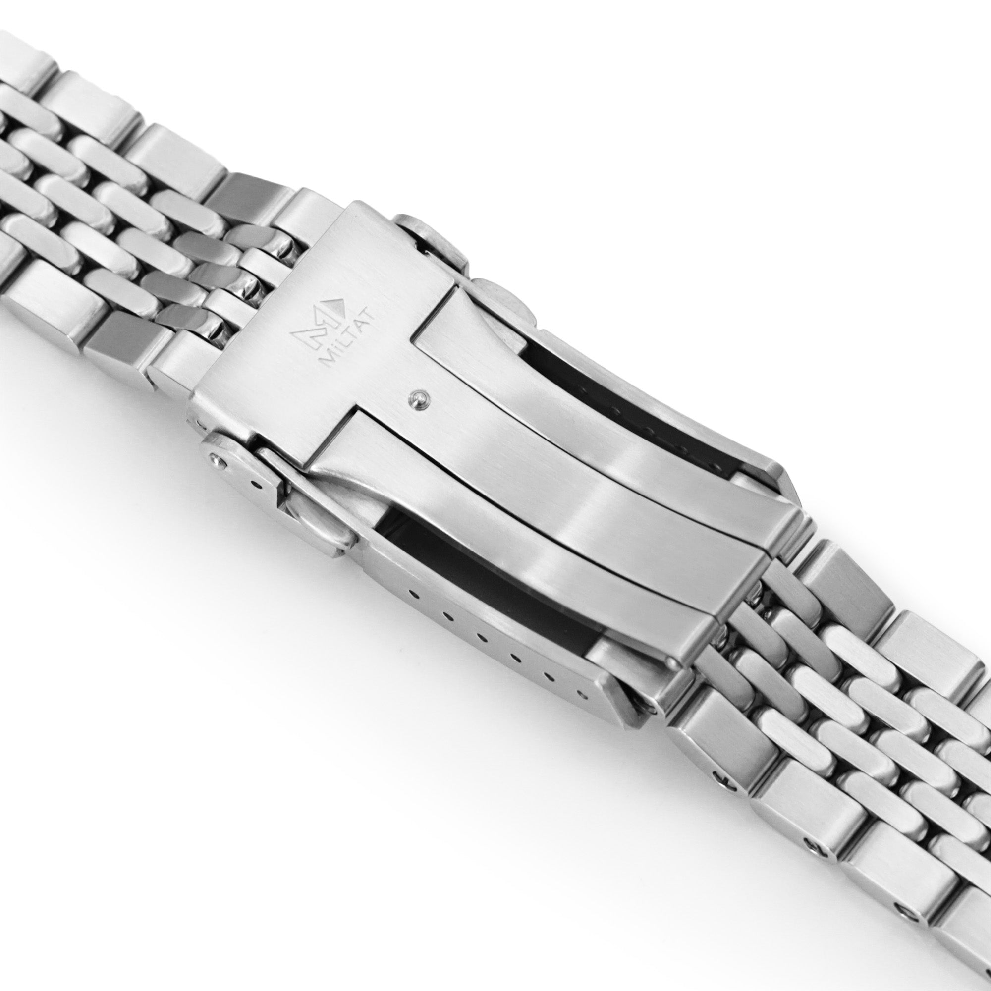 22mm Goma BOR Watch Band Straight End, 316L Stainless Steel Brushed and Polished V-Clasp