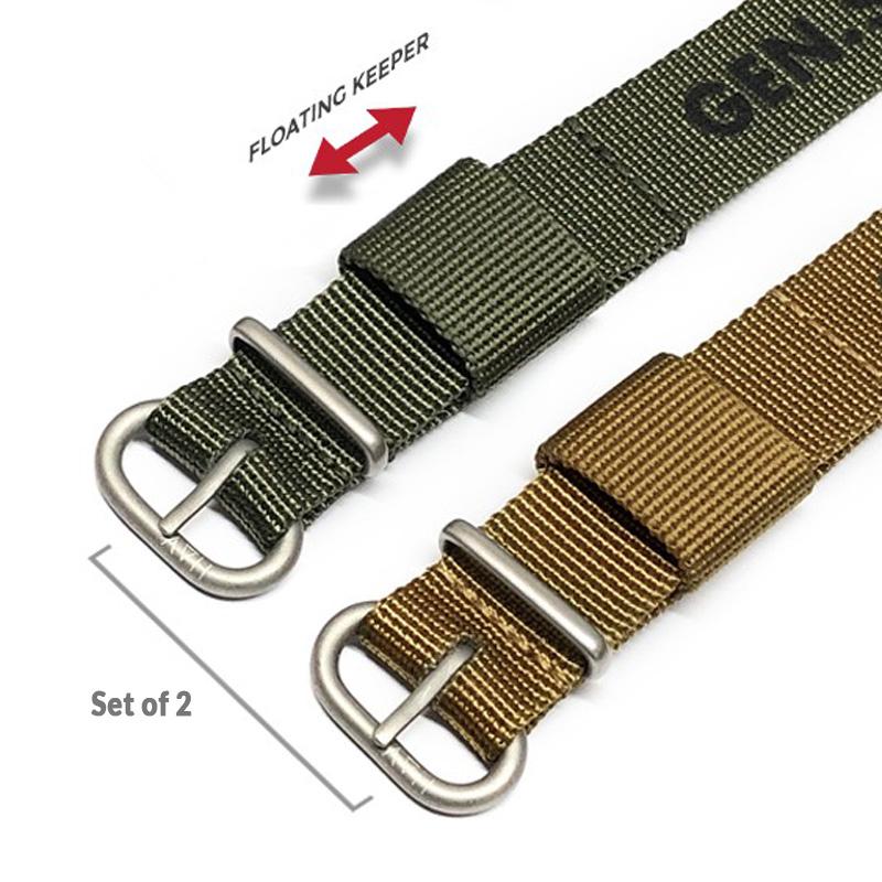 The General Service Strap set of TWO (Khaki & Olive) by HAVESTON Straps Strapcode Watch Band