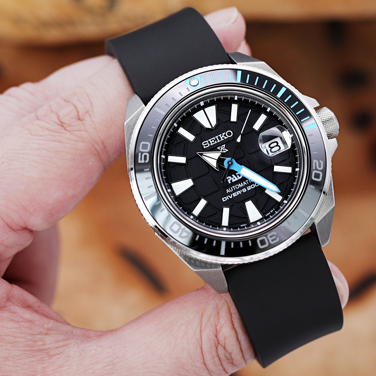 Seiko Prospex King Samurai PADI SRPG21K1 FKM rubber watch band by Strapcode