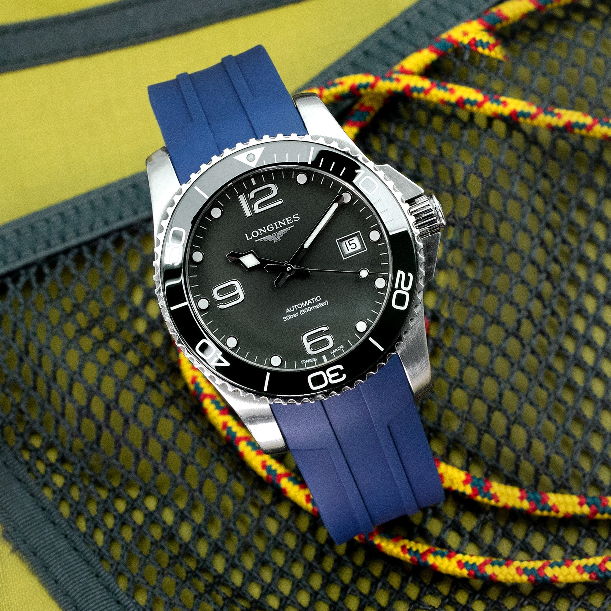StrapXPro Premium Series - LXH1C Rubber Strap for Longines Hydroconquest Conquest Series Navy Blue Strapcode Watch Bands