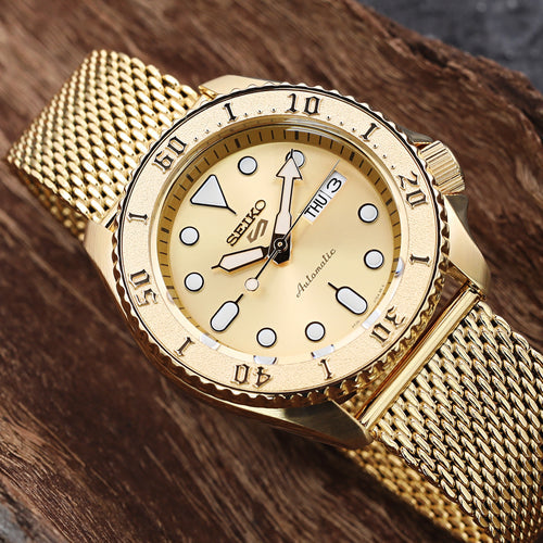 Seiko 5 Automatic Gold-Tone Dial Sports Watch SRPE74K1