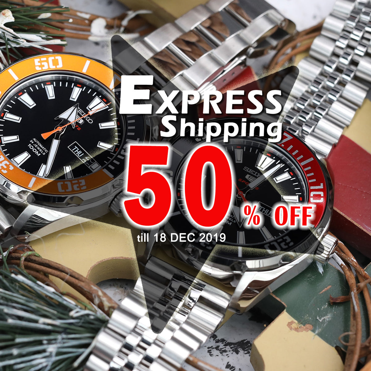 ENJOY our “50 discount on express shipping" Christmas promotion