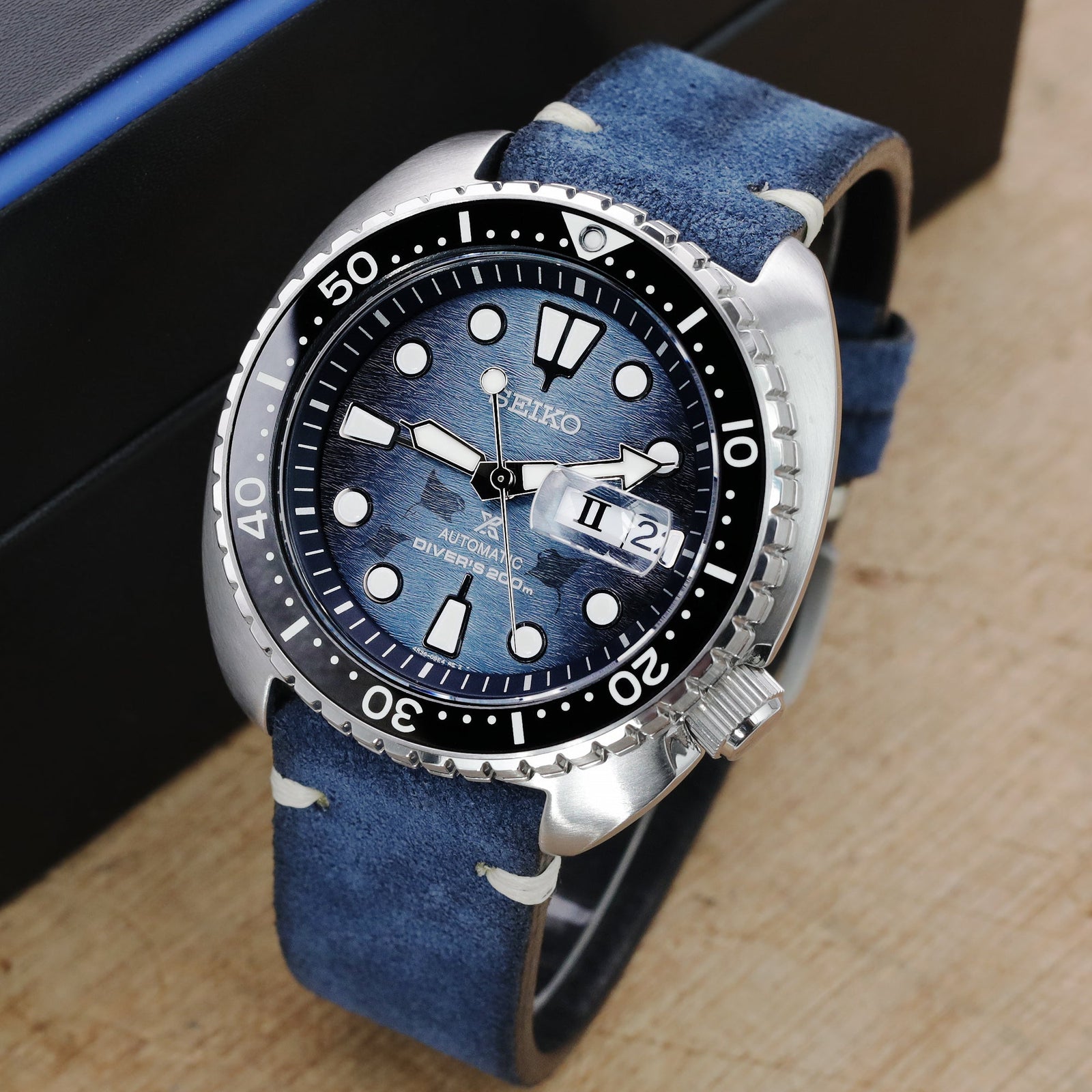 MARCHEL Cinturino In Pelle Liscia, 10 Mm, Blu, LLB-30, Cinturino In - Foto 10