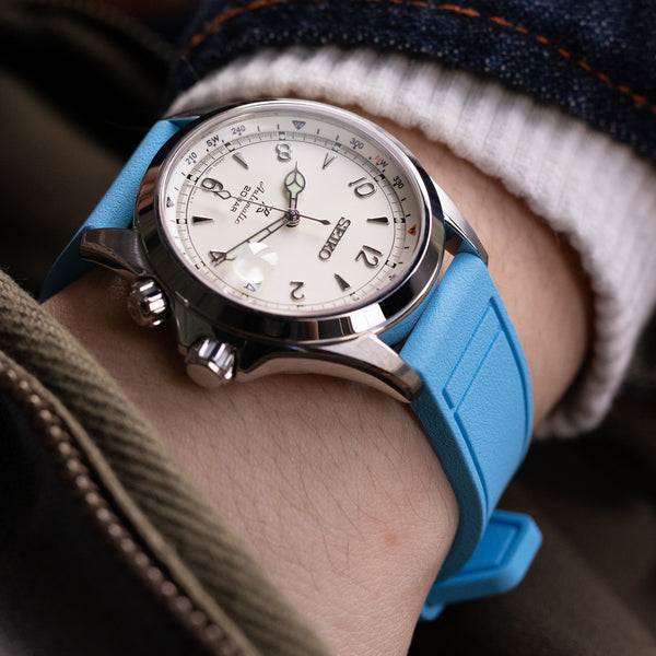 Quick Release Sky Blue Pilot FKM rubber watch strap | Strapcode