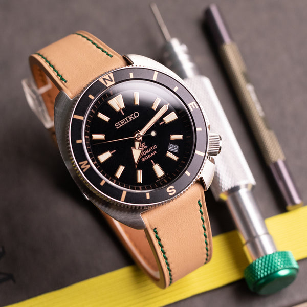 Quick Release Beige Tapered Leather Watch Bands + Zermatt | Strapcode