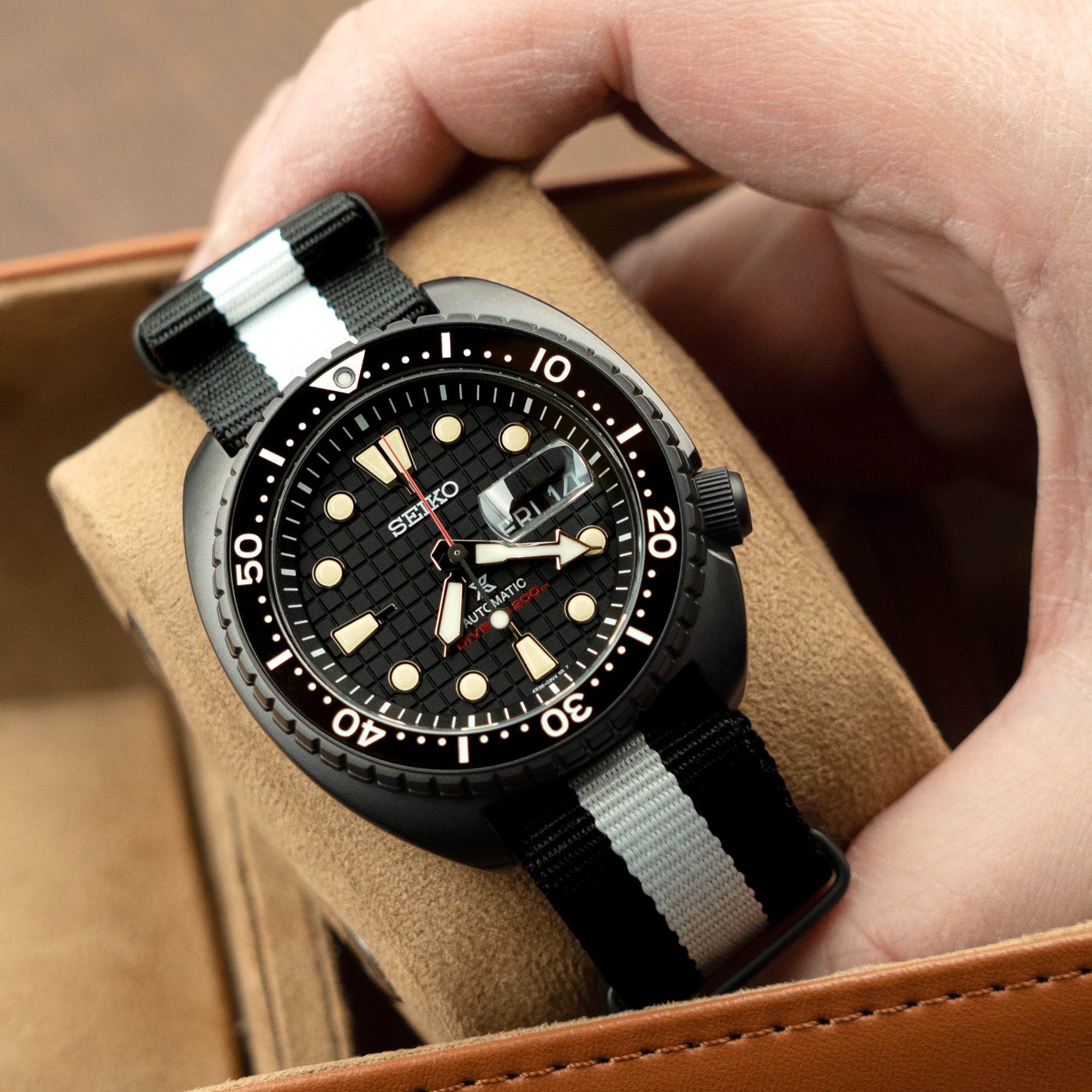 MiLTAT 22mm G10 Military Watch strap ballistic nylon armband PVD Black Black White Strapcode Watch Bands