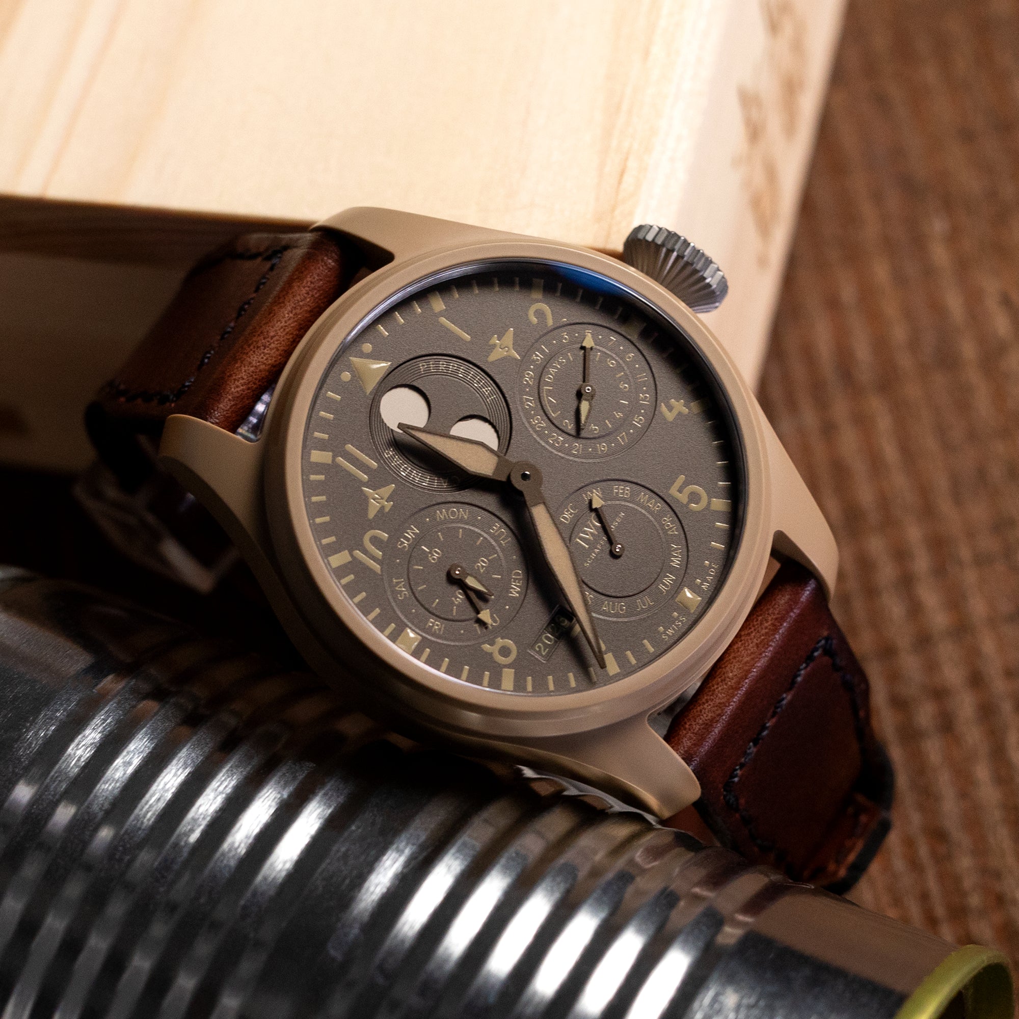 22mm Gunny X MT Dark Brown Handmade compatible with IWC Big Pilot Quick Release Leather Watch Strap