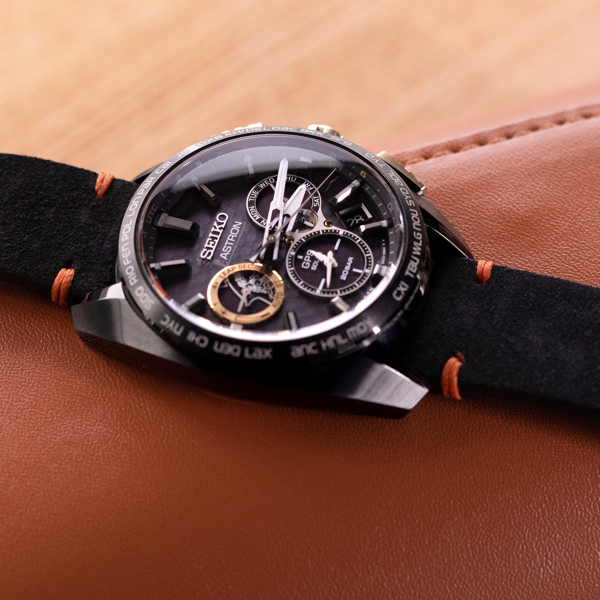 21mm Black Quick Release Italian Suede Leather Watch Bands