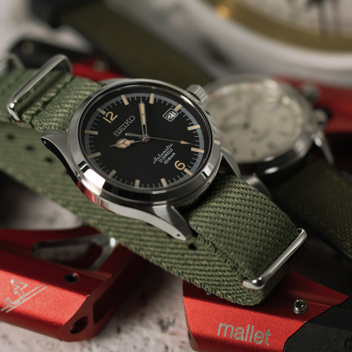 NATO 20mm G10 Military Watch Band Nylon Strap, Brown, PVD Black, 260mm -  Strapcode