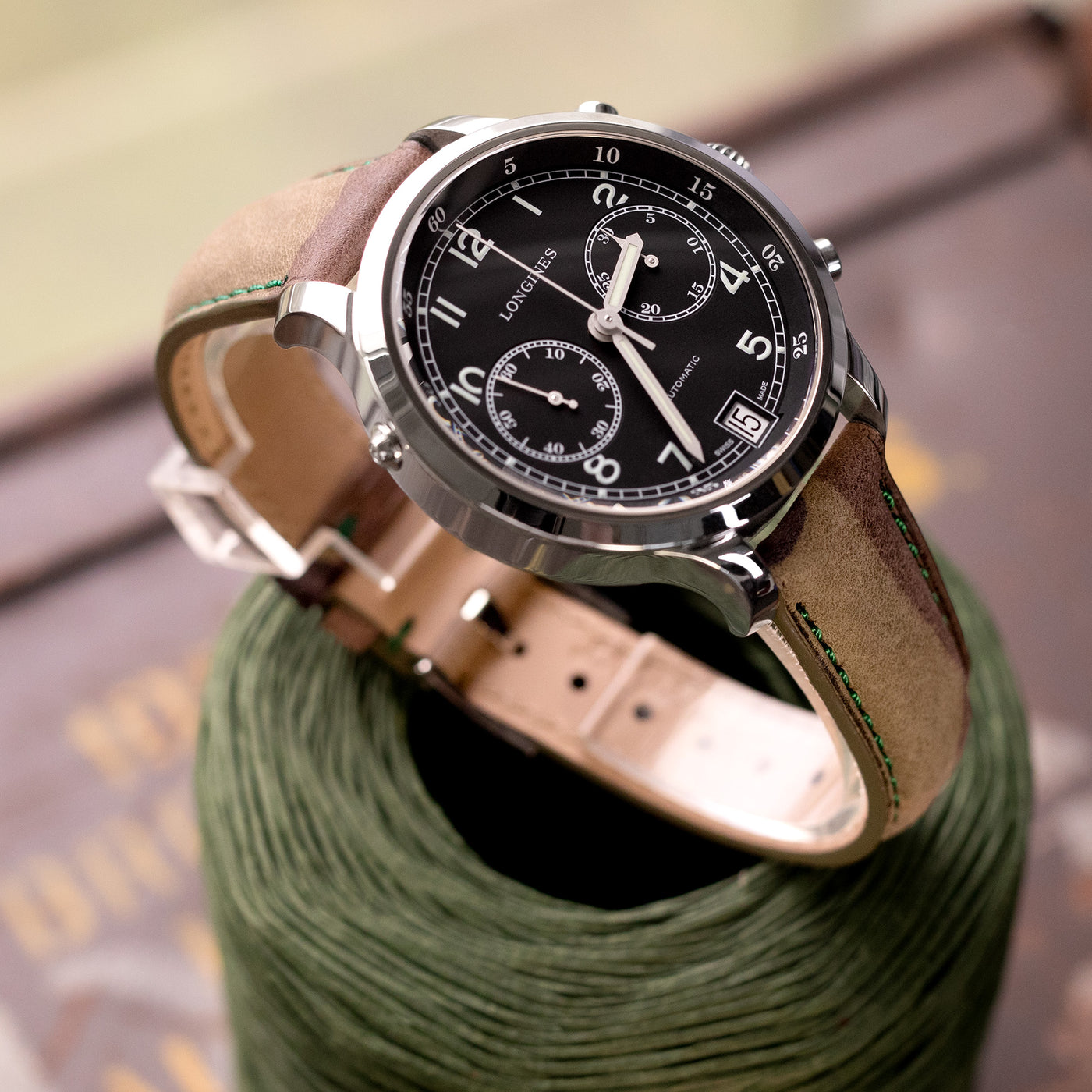 Quick Release, Camo Italian Leather Tapered Watch Strap | Strapcode