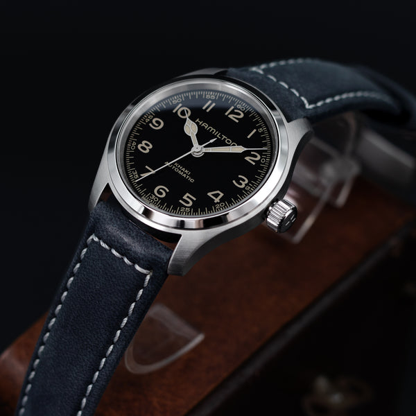 MiLTAT 20mm Matte Black Nubuck Leather Watch Strap | Strapcode