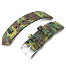 Bracelet en toile camouflage ERDL MiLTAT WW2 2 pièces, 20mm, 21mm ou 22mm, avec trou rond surpiqué, sablé