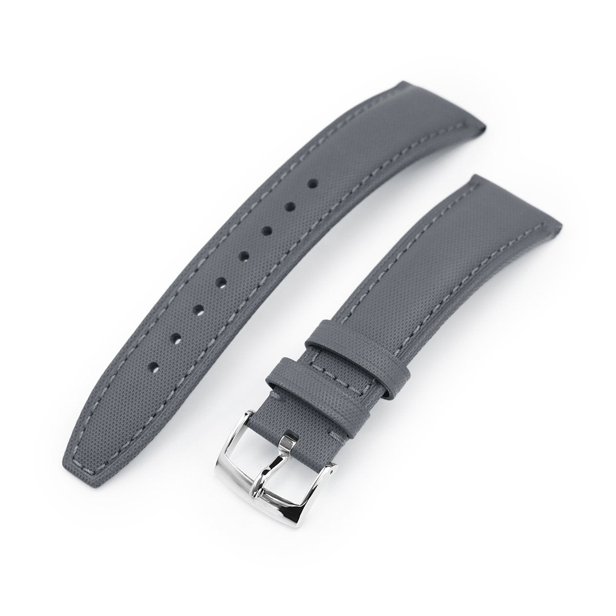 Watch Band Texture 22mm Military Grey Woven Texture Watch Strap, Polished | Strapcode