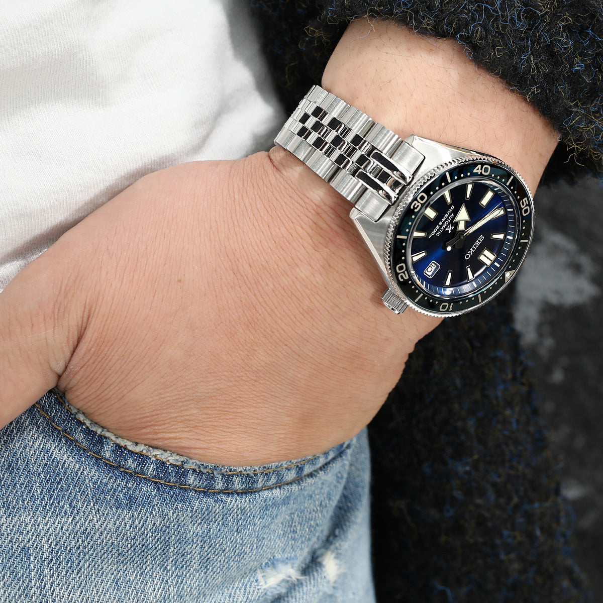 Seiko SBDC053 with sapphire bezel, bracelet, blue OEM strap, and extra  hands! | WatchUSeek Watch Forums