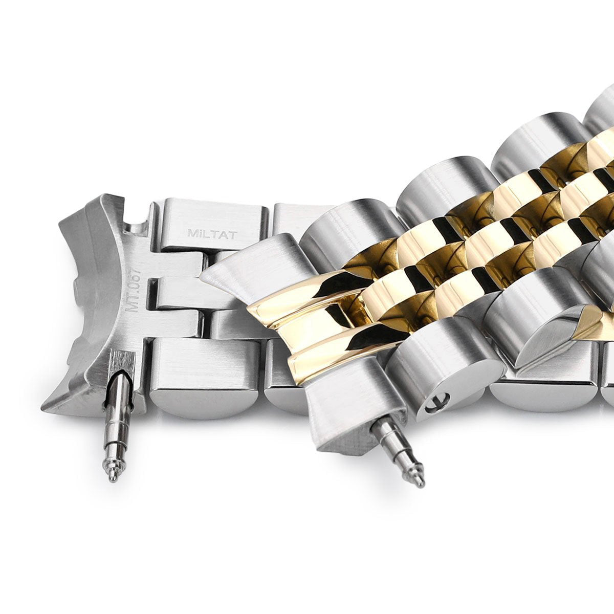 Cinturino Angus-J Louis JUB 20mm compatibile con Seiko SARB033, acciaio inox 316L bicolore IP oro, chiusura SUB