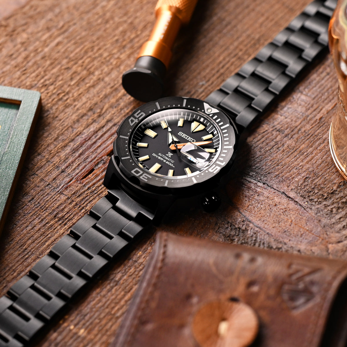 20mm Super-O Boyer Watch Band Straight End, 316L Stainless Steel Diamond-like Carbon (DLC coating) V-Clasp