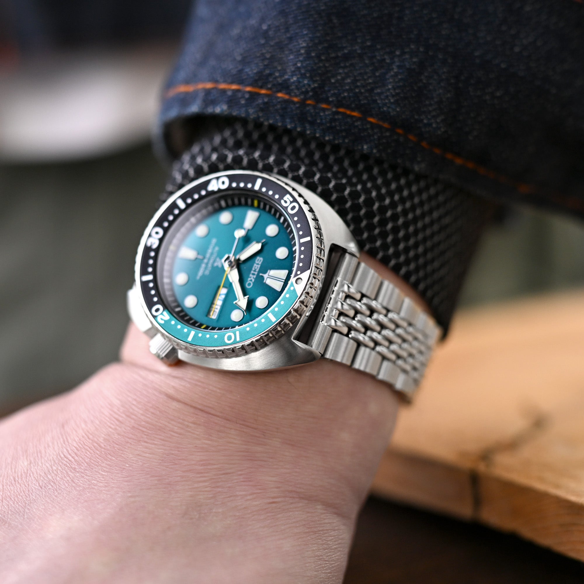 22mm Goma BOR Uhrenarmband mit geradem Ende, 316L Edelstahl gebürstet und poliert, V-Schließe