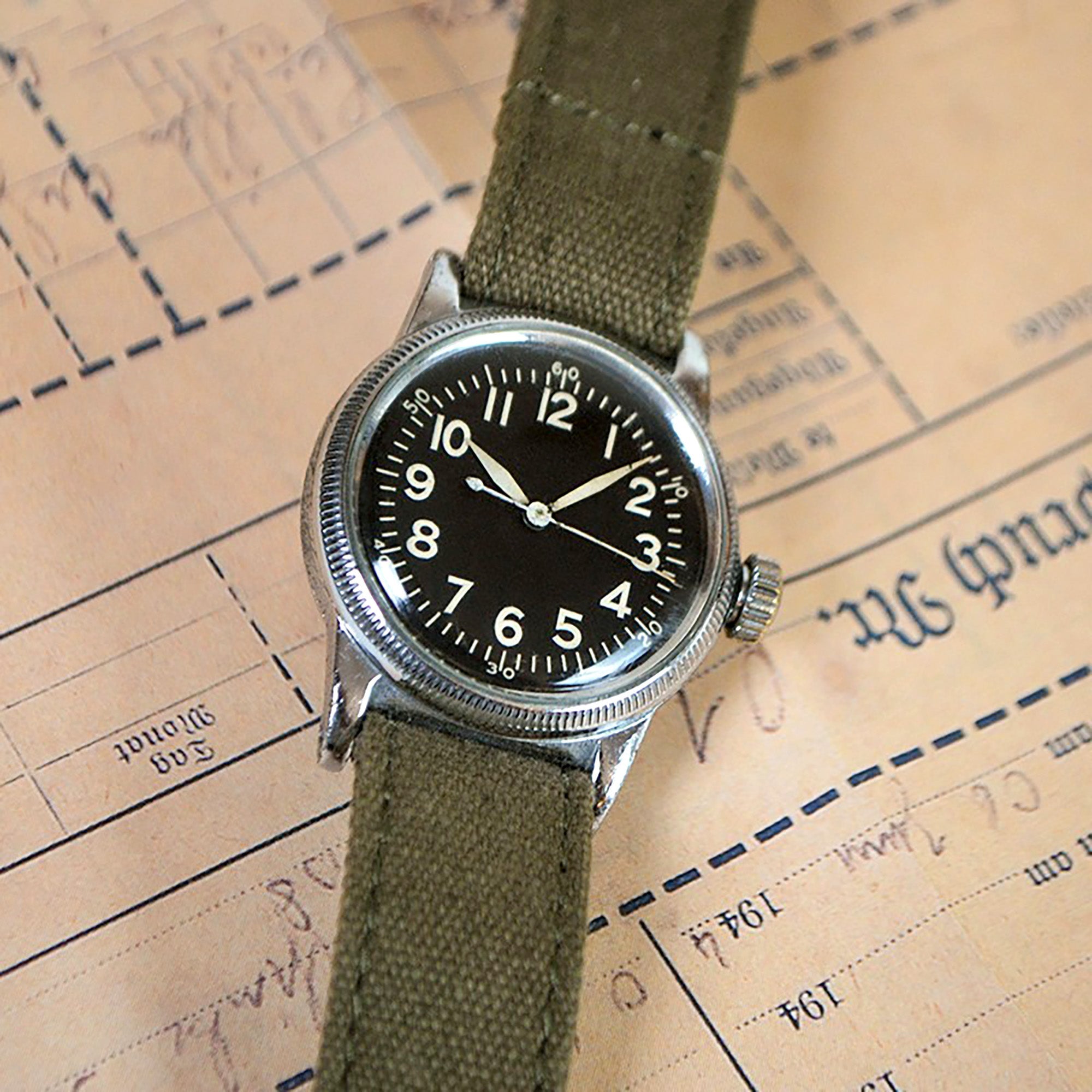 Olive Drab 16mm Canvas One piece Nylon Watch Strap by HAVESTON Straps Strapcode