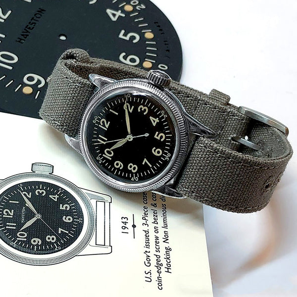 Grey 16mm Canvas One piece Nylon Watch Strap by HAVESTON Straps