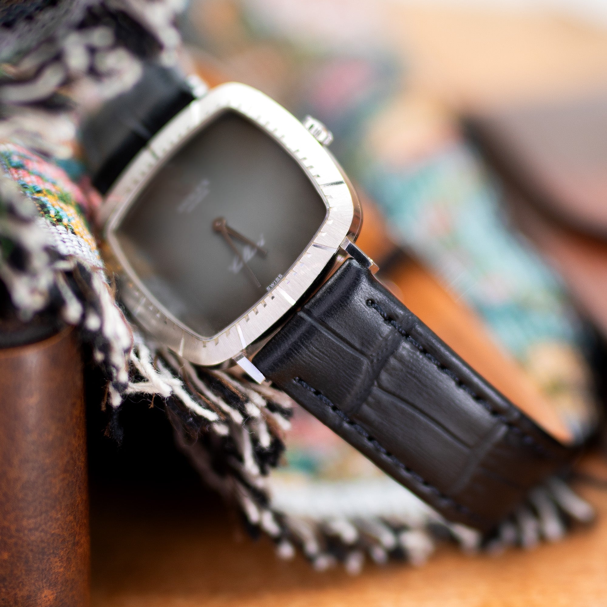 Bracelet Longines Alligator Noir Brillant 15 mm Bracelet Longines Alligator Noir Brillant 15 mm