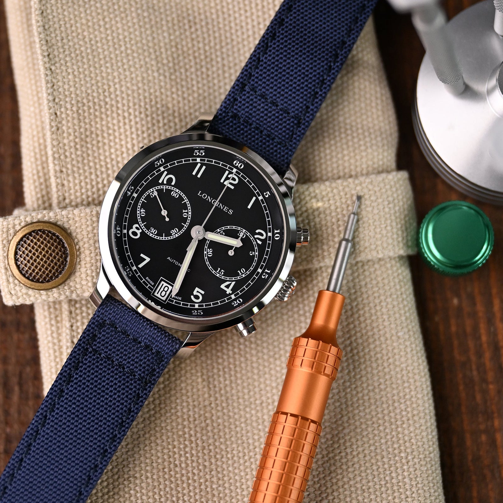 Longines Heritage Military 1938 Chronograph L2.790.4.53.3Strapcode watch bands