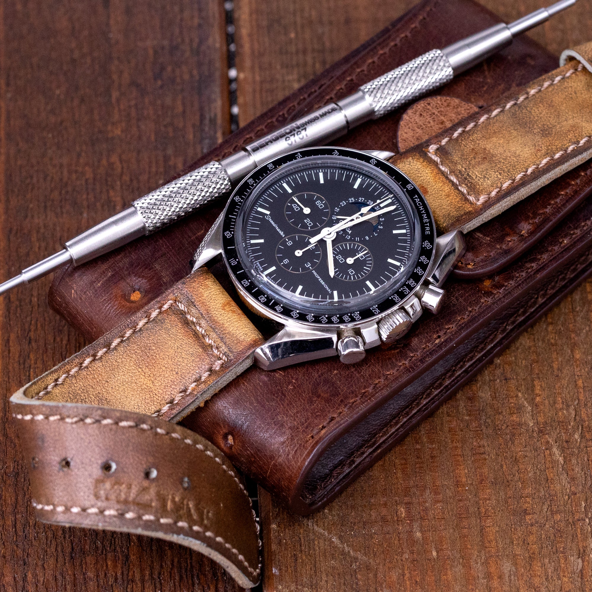 20mm Gunny X MT MISSION POSSIBLE 1 (MP1) Series Vintage Brown Leather Watch Strap Strapcode Watch Bands