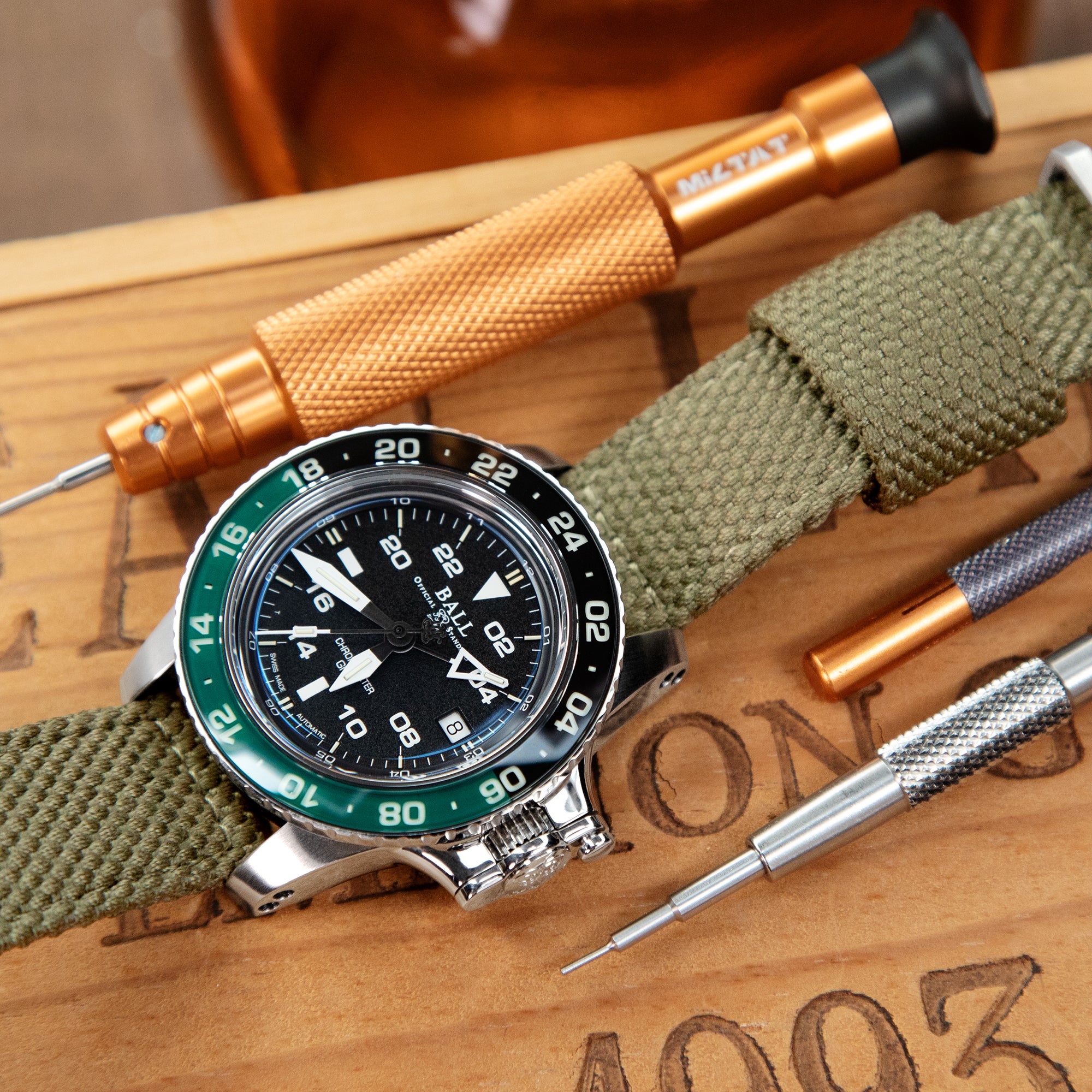 Military Green Premium Nylon Honeycomb Weave Quick release Watch Strap Strapcode Watch Bands