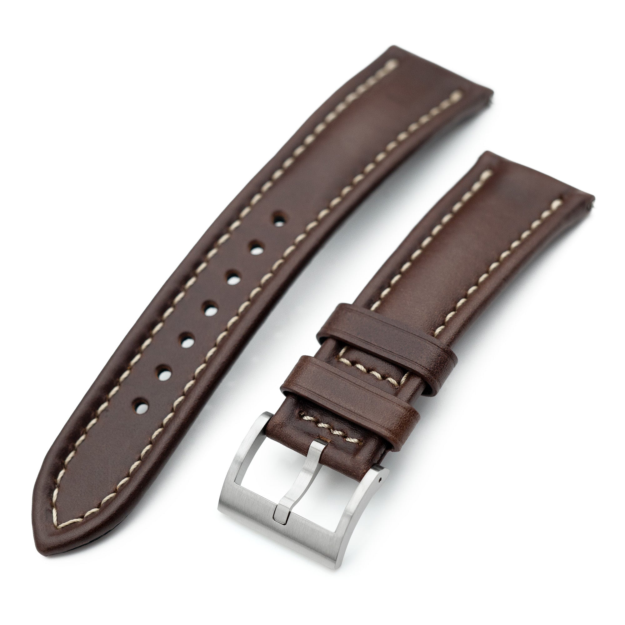Aviator Style Quick Release Brown Horween Chromexcel Leather Watch