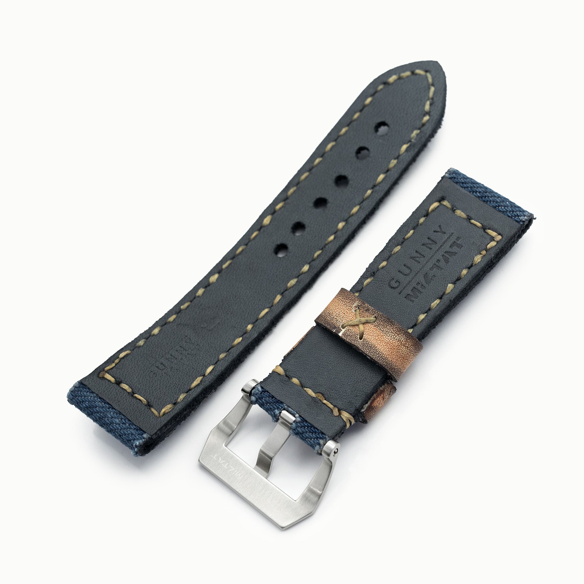 diloy Cinturino orologio denim jeans imbottito – Stile vintage casual – Fodera in pelle – Nero blu beige verde – Misure 18mm 20mm 22mm 24mm 389 Nero 18mm diloy Cinturino orologio denim jeans imbottito – Stile vintage casual – Fodera in pelle – Nero blu beige verde – Misure 18mm 20mm 22mm 24mm 389 Nero 18mm