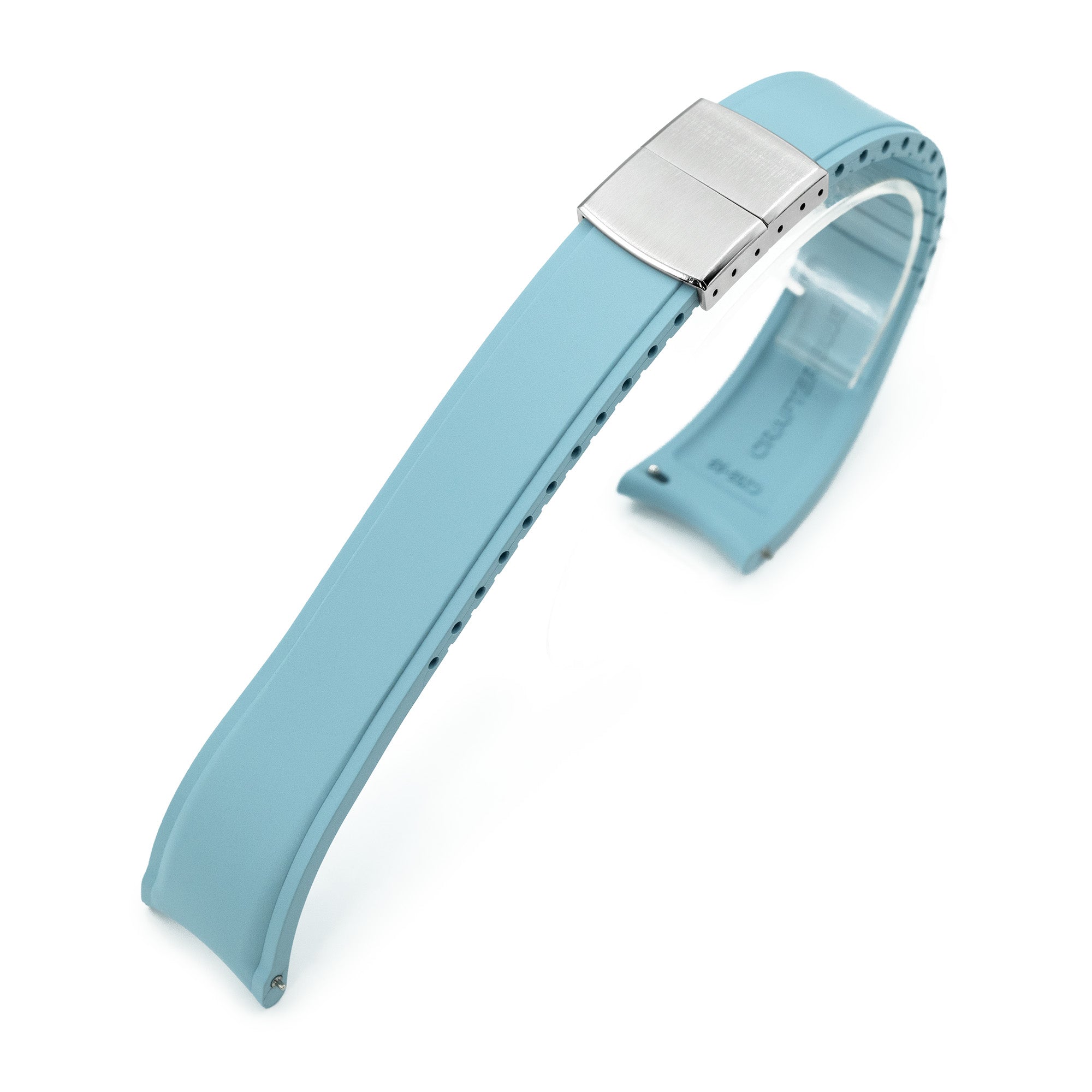 Quick Release Baby Blue Watch Strap Vintage Style Perforated