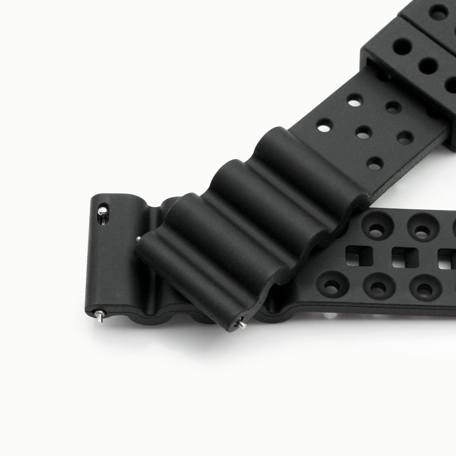 Correa de caucho FKM negro para buceo con liberación rápida de 18mm, 20mm o 22mm, acabado cepillado