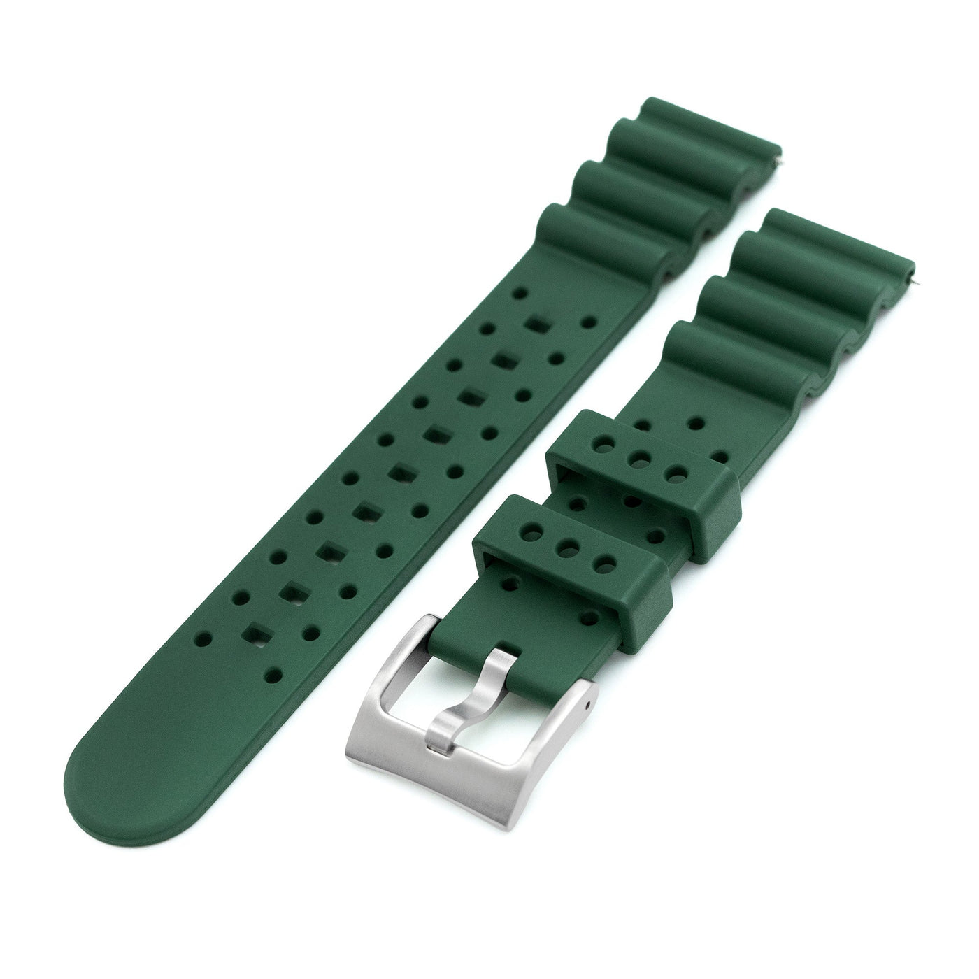 20mm Quick Release Watch Band Green Diver FKM Rubber Strap | Strapcode