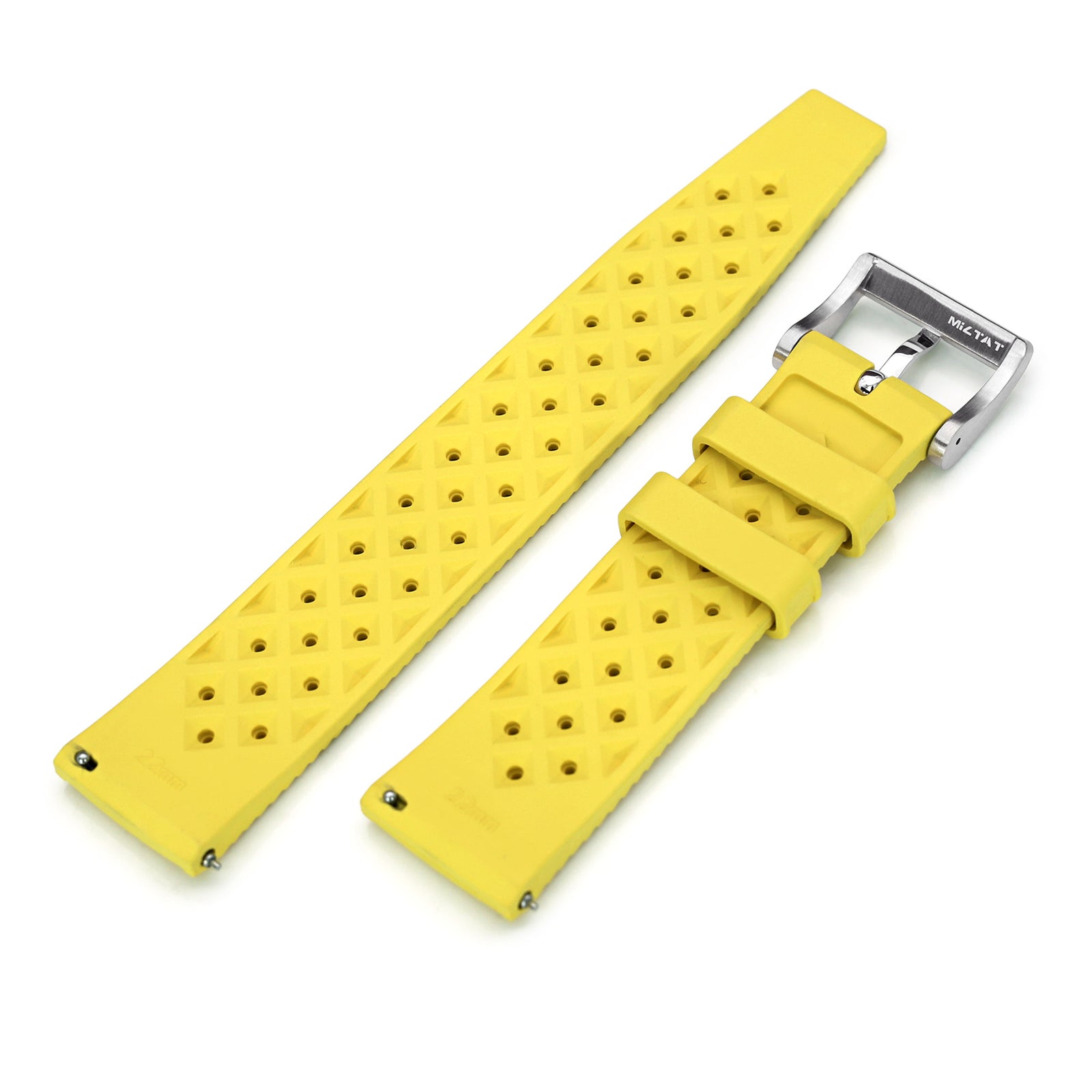 Quick Release Yellow Tropical-Style Pro FKM rubber watch strap, 20mm or 22mm