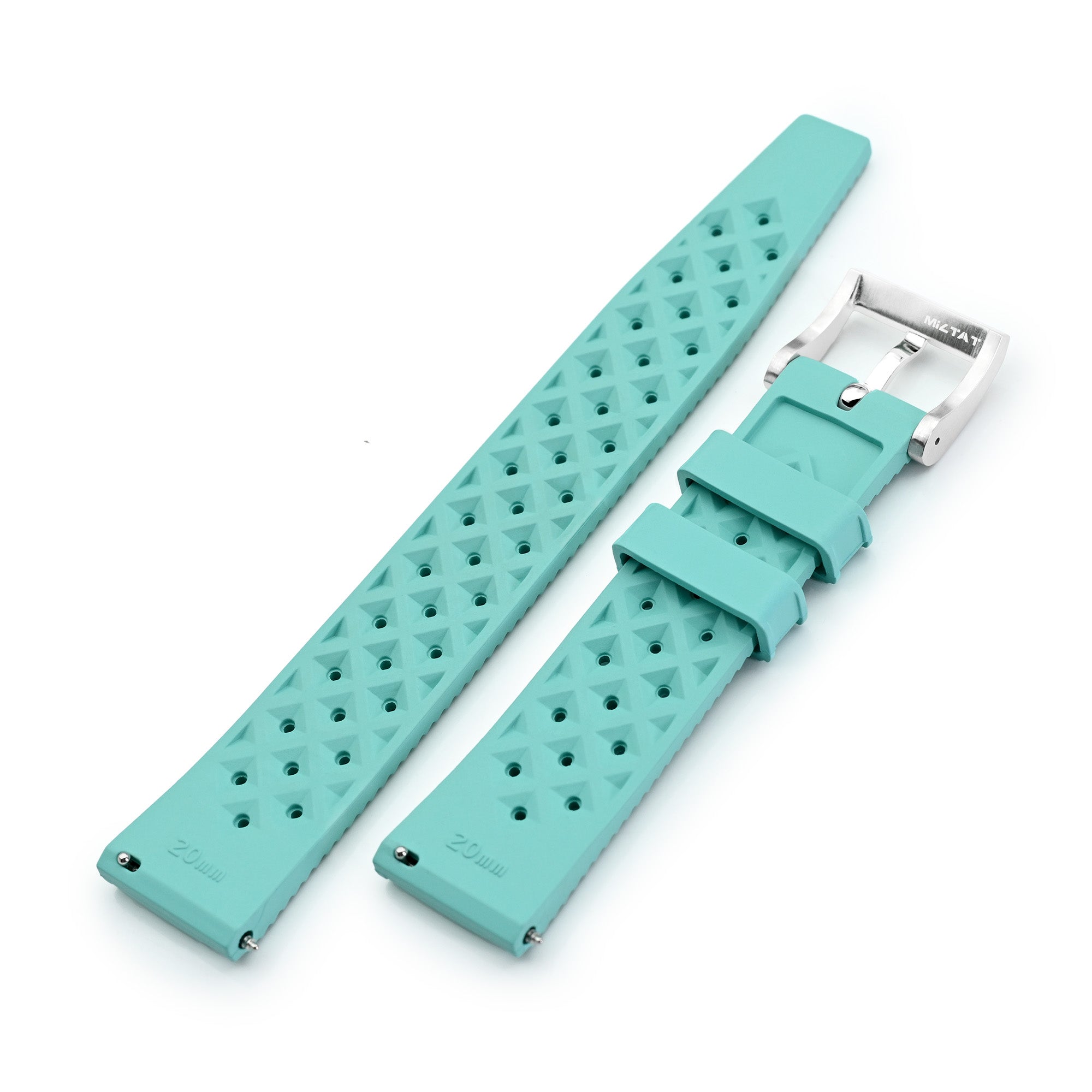 Quick Release Blue/Green Tropical-Style rubber watch strap | Strapcode