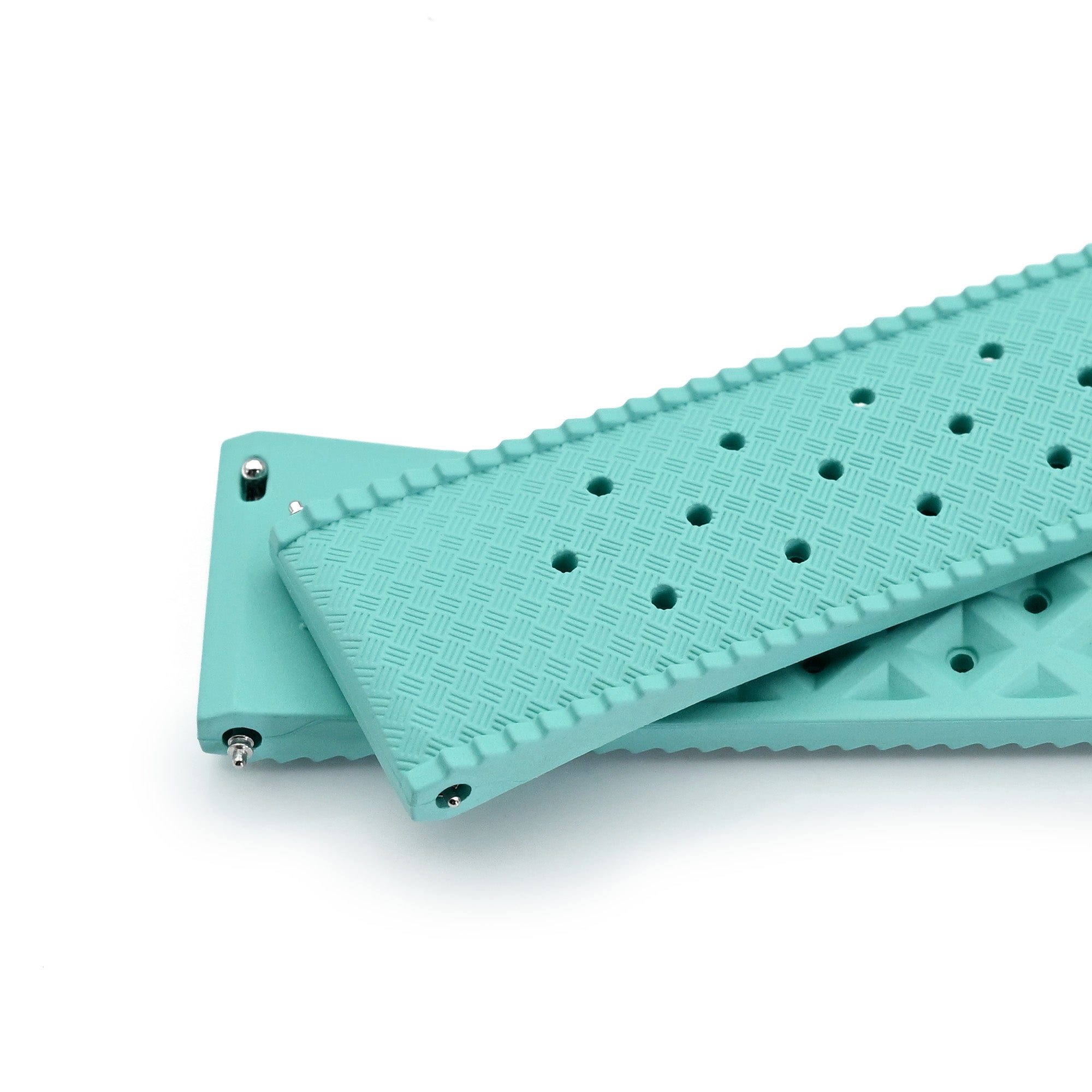 Quick Release Blue/Green Tropical-Style rubber watch strap | Strapcode