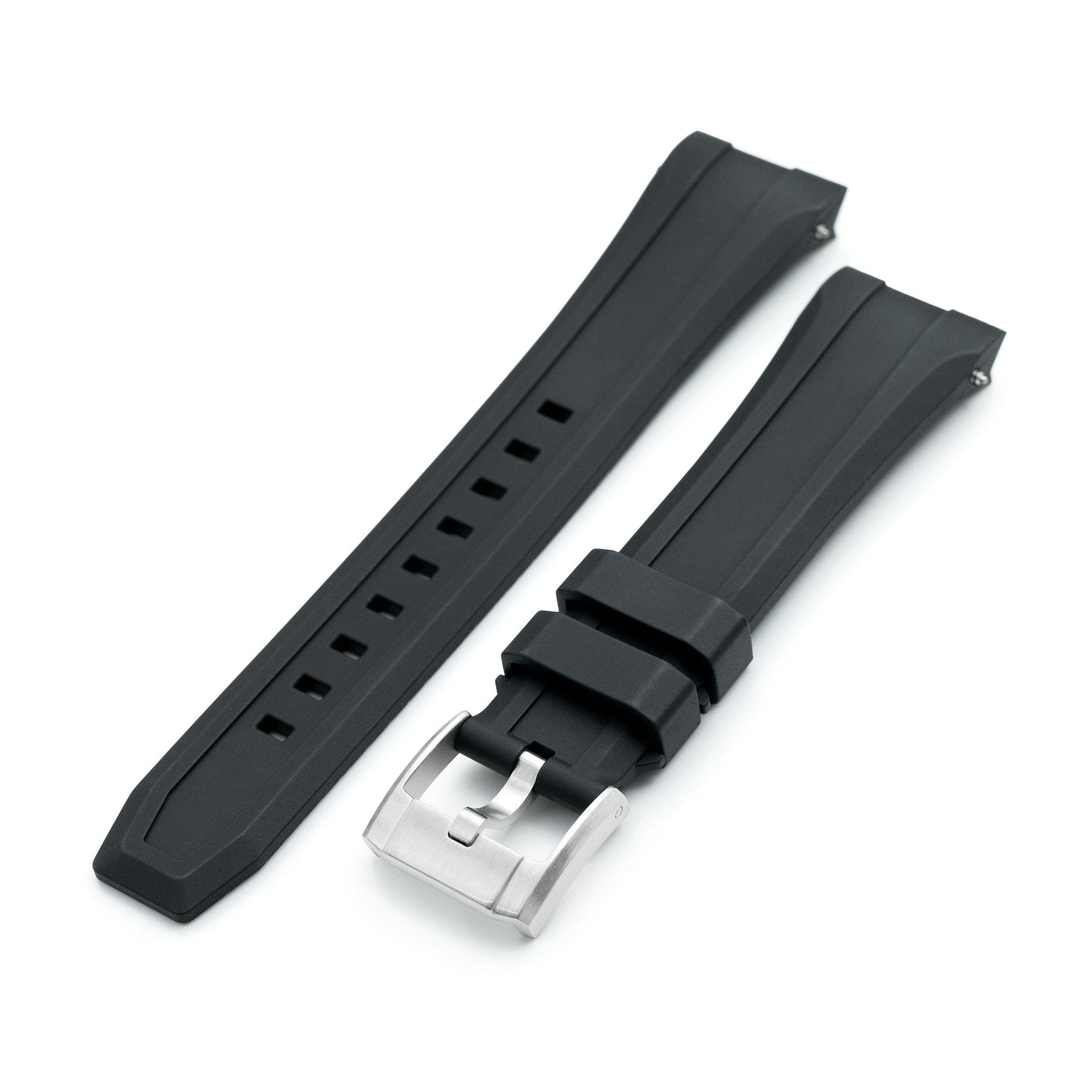 22mm Black Curved End FKM Rubber Strap for Orient Kamasu | Strapcode