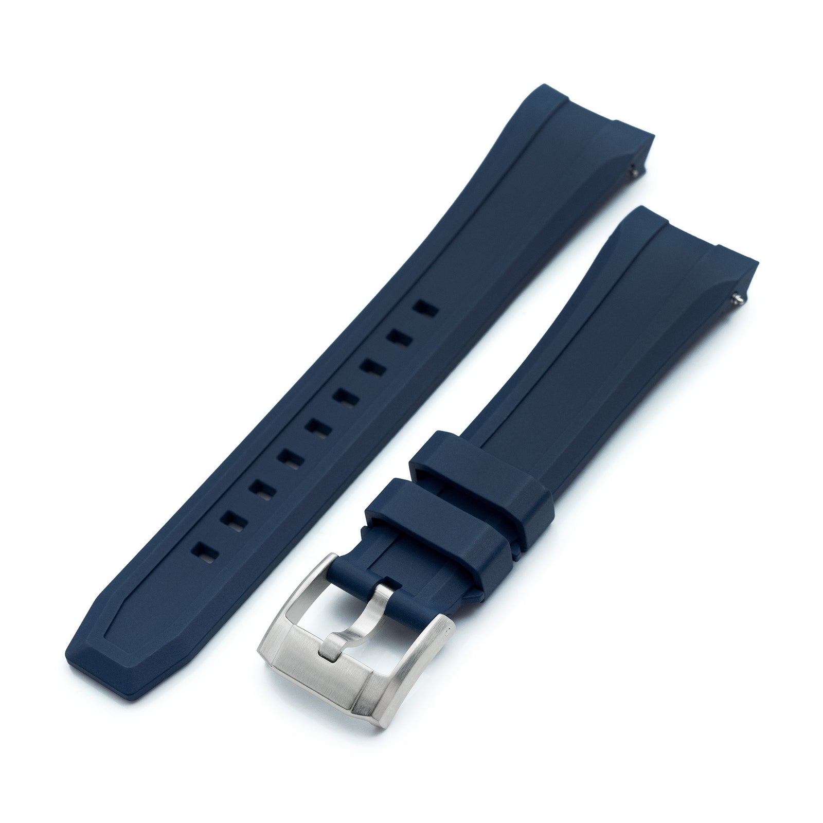 Bracelet Wheels FKM pour Orient Kamasu, 22mm caoutchouc bleu marine, libération rapide, extrémité courbée