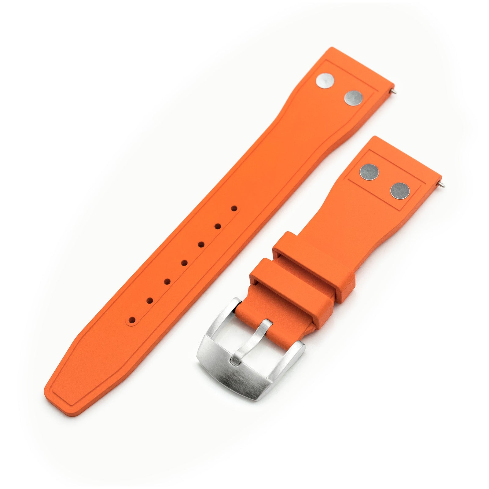 20mm Orange Rubber Watch Band With Carbon Fiber Detail - Vintage Sport Style For Men