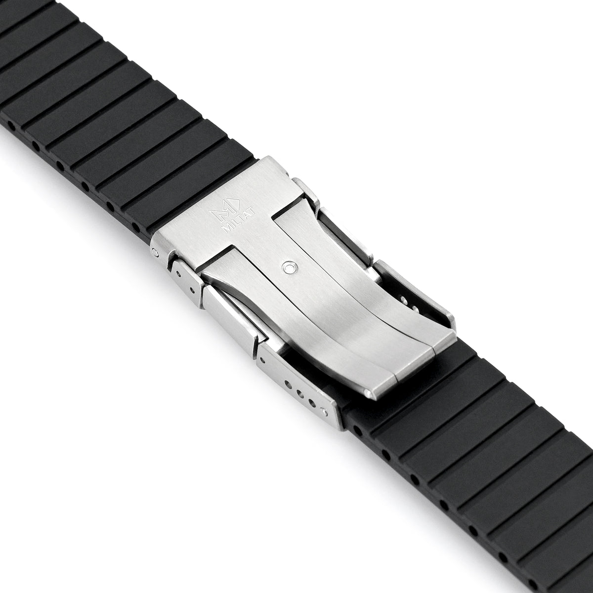 Quick Release FKM27 Black Titanium Slinea Clasp FKM Rubber watch strap, 20mm or 22mm Strapcode watch bands