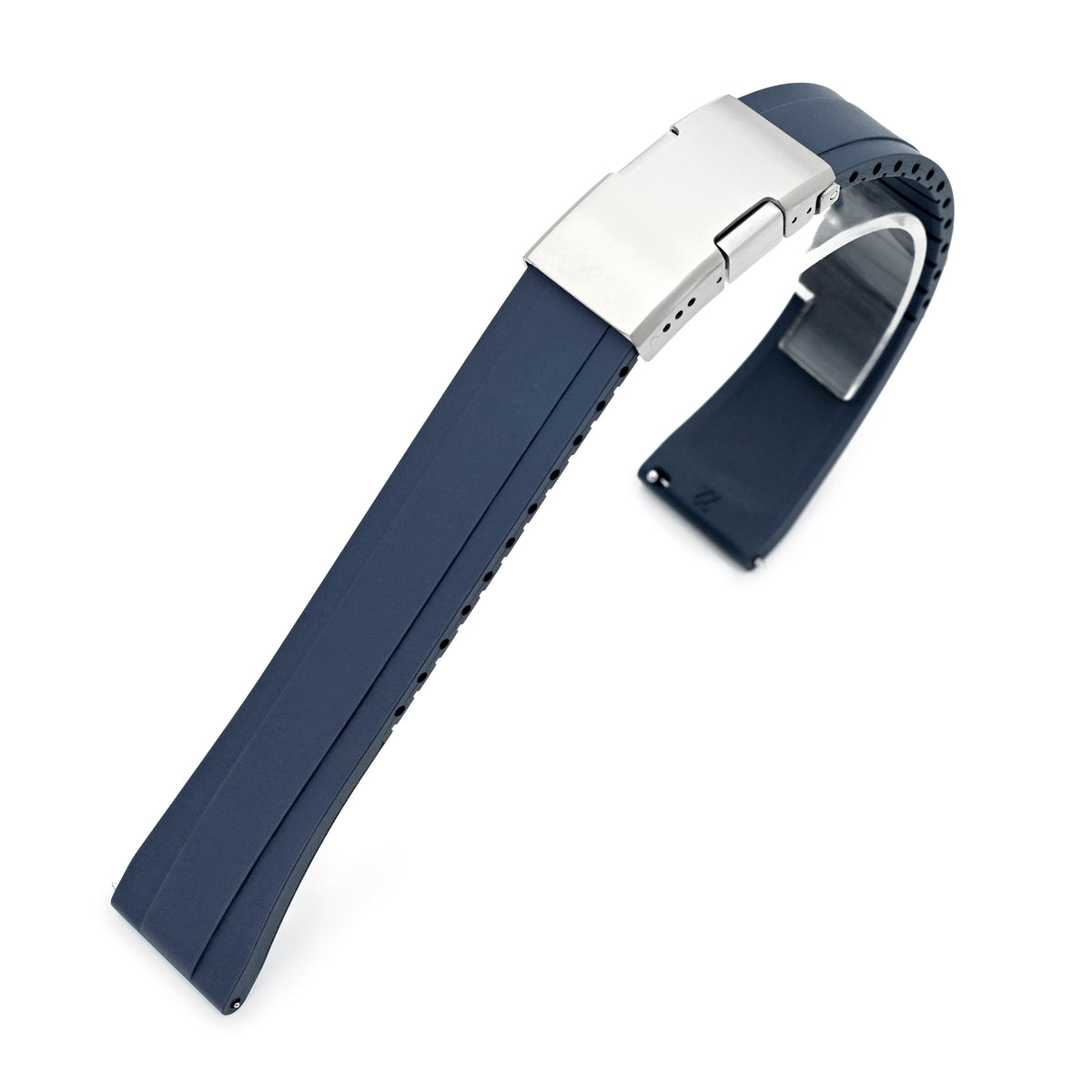 Quick Release FKM27 Navy Blue Titanium Slinea Clasp FKM Rubber watch strap, 20mm or 22mm Strapcode watch bands